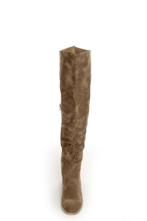Diva Lounge Kiora 01 Taupe Slouchy Over-The-Knee Boots - $46.00