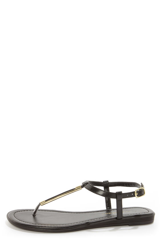 City Classified Born Black and Gold Thong Sandals - $16.00 - Lulus