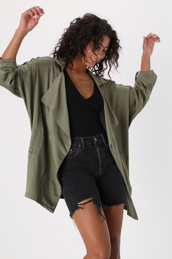 Khaki green waterfall on sale jacket