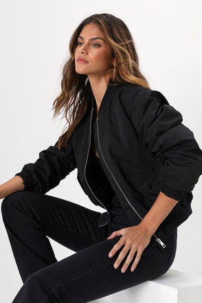Vero Moda Alexa Short Jacket Boos - Women's Black Bomber Jacket - Lulus