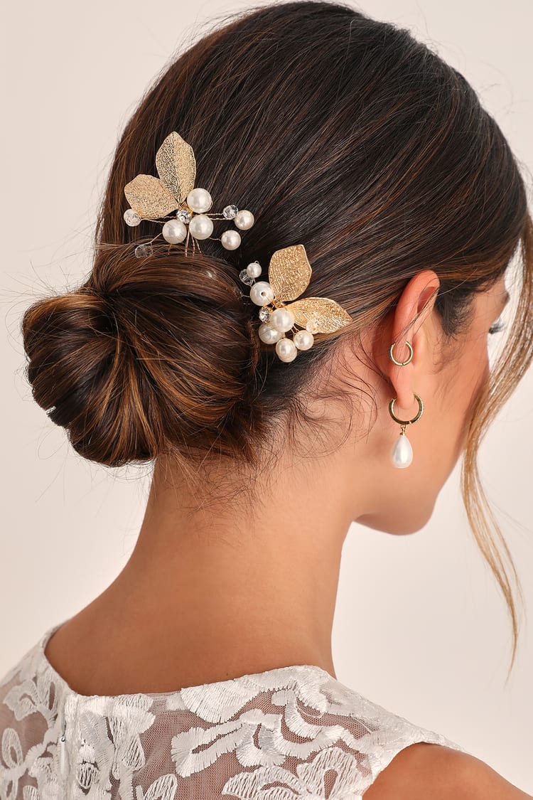 Gold Hair Pins - Pearl Hair Pins - Beaded Hair Pins - Bridal Hair - Lulus