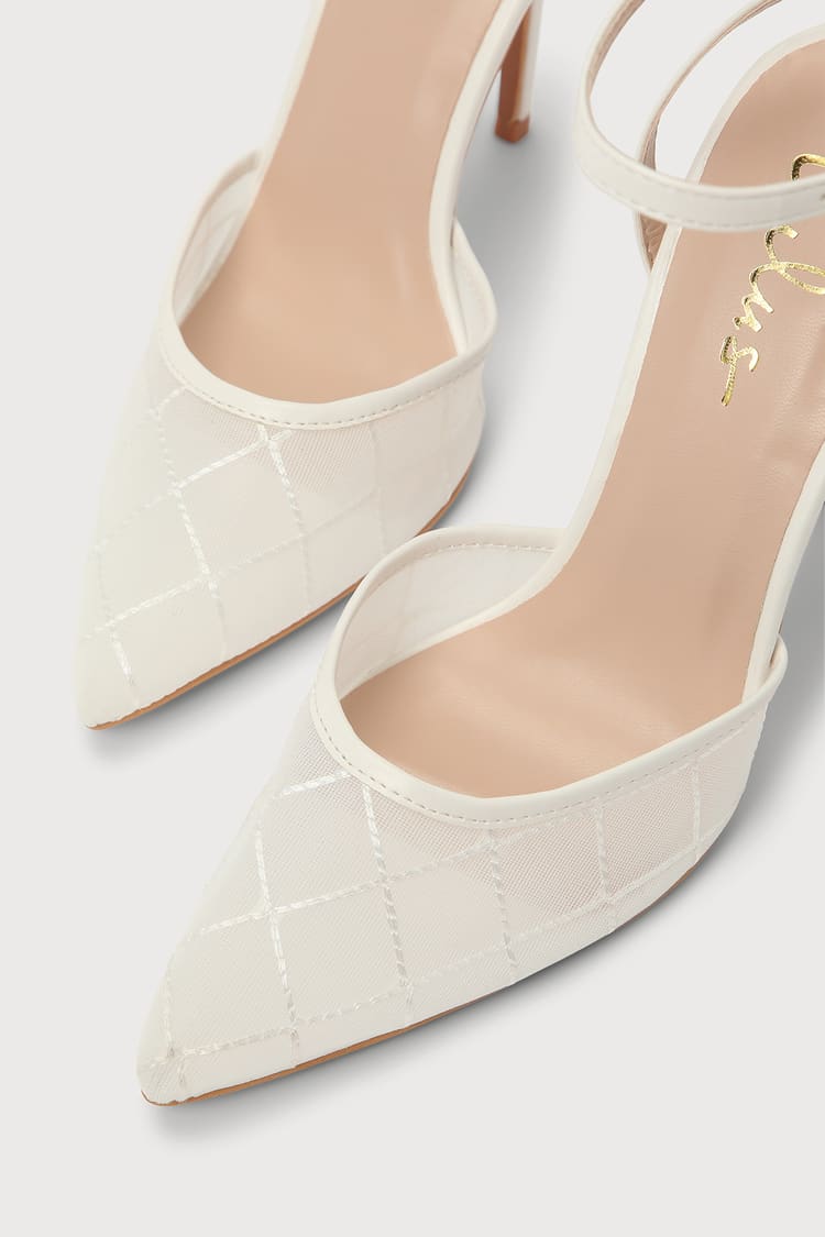 White Stiletto Heels - Ankle Strap Heels - Sheer Mesh Heels - Lulus