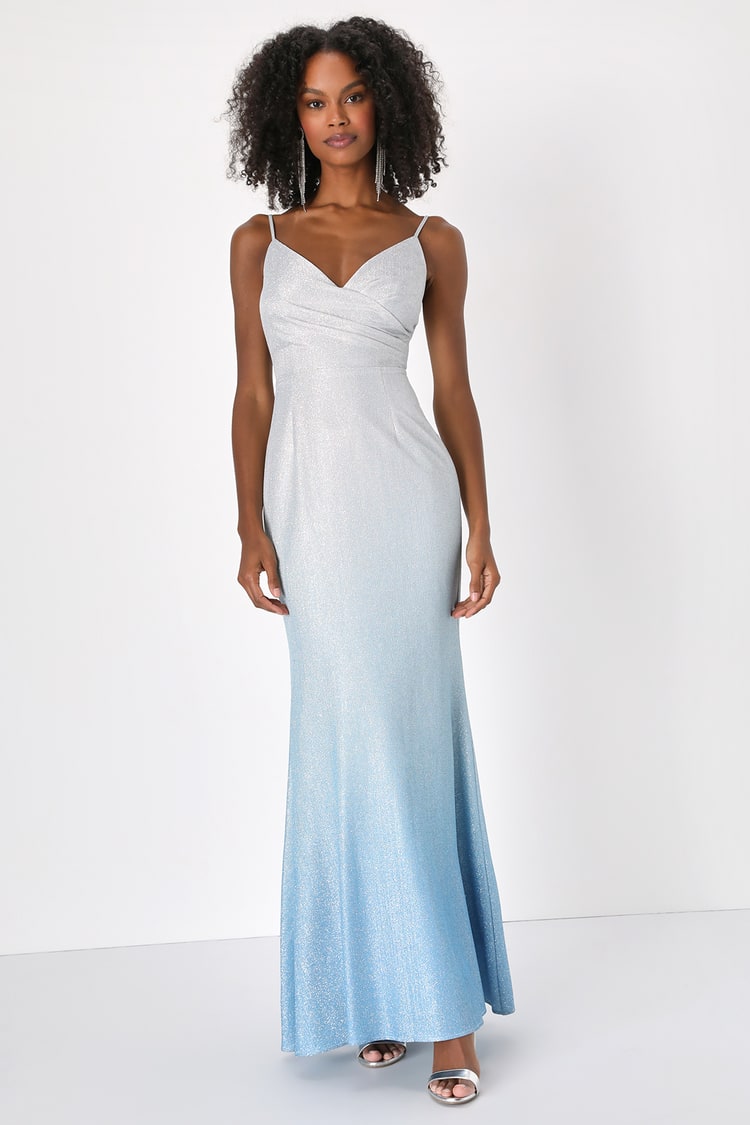 Silver and Blue Ombre Dress - Sparkly Dress - Mermaid Maxi Dress - Lulus