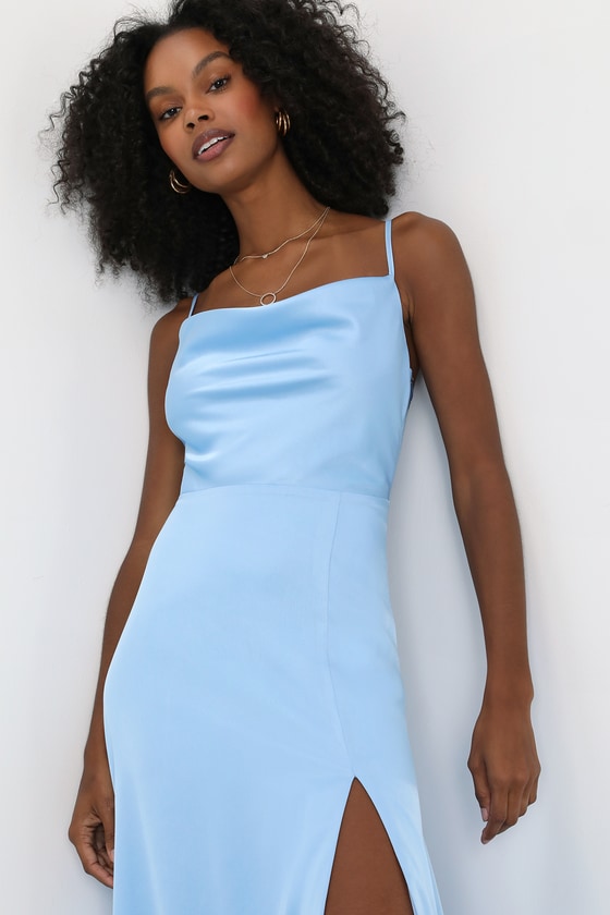 Sky Blue One Shoulder Cocktail Maxi Dress – iwearmystyle