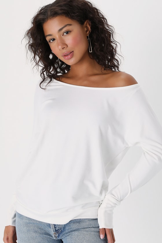 White shop flowy sweater