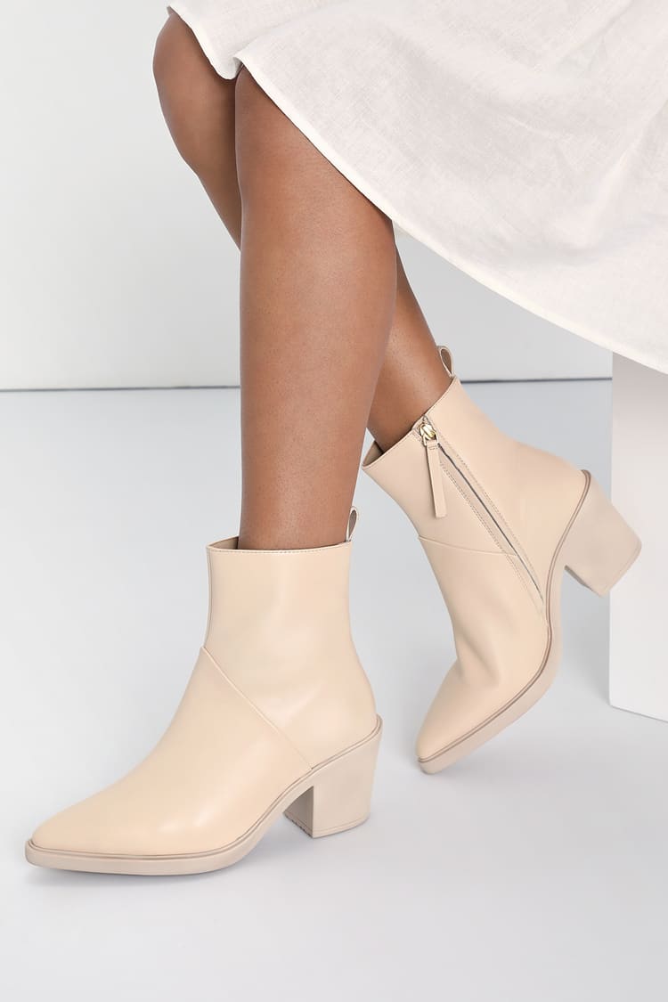 Seychelles Shooting Star - Leather Ankle Boots - Cream Boots - Lulus