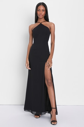 Black Bridesmaid Dress - Halter Maxi Dress - Black Maxi Dress - Lulus