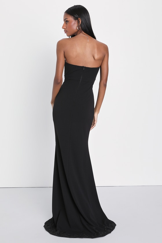 Own the night black strapless best sale maxi dress