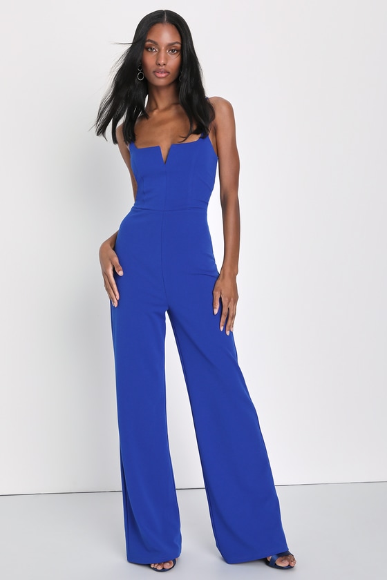 Lulus Cheers To Chic Royal Blue Sleeveless Wide-leg Jumpsuit | ModeSens