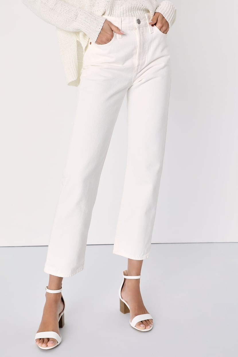Levi's Wedgie Straight Jeans - Cropped Jeans - White Jeans - Lulus