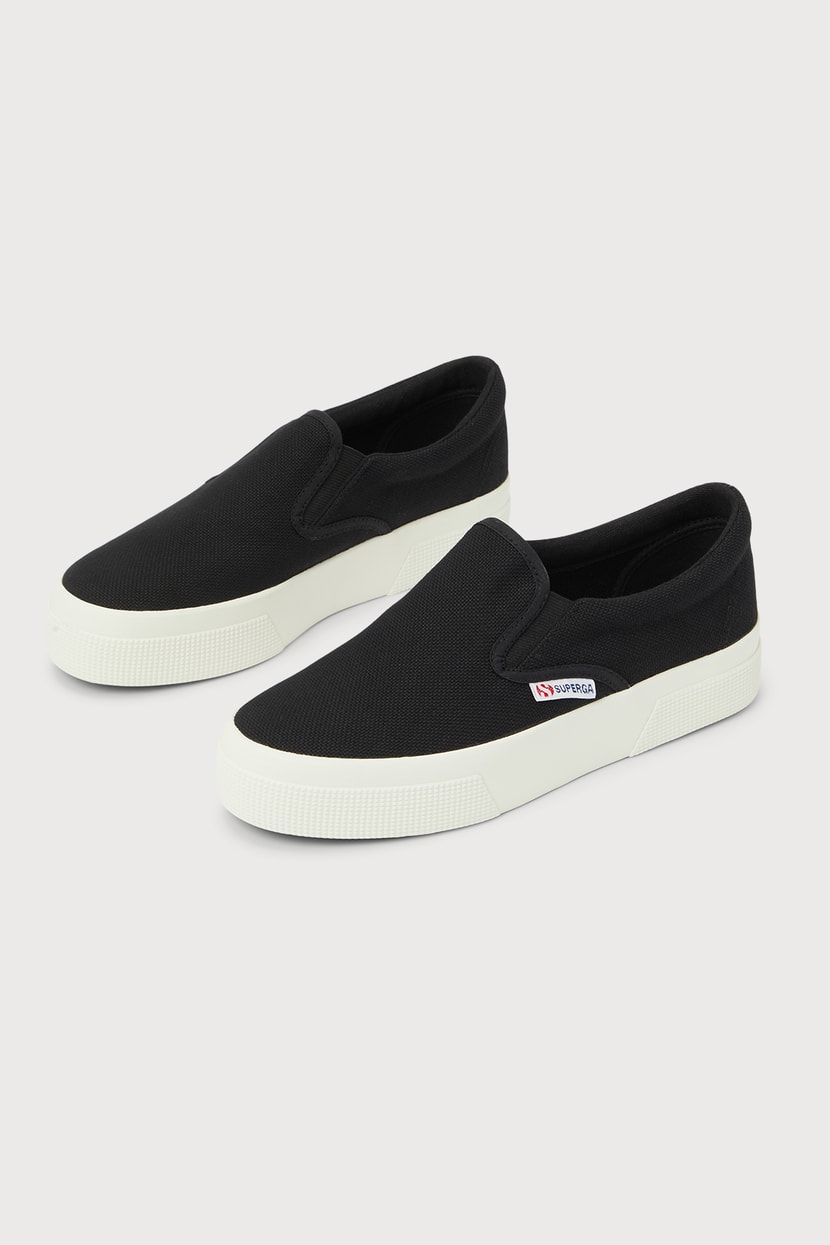 Superga 2740 Platform - Platform Sneakers - Black Slip-On Shoes - Lulus