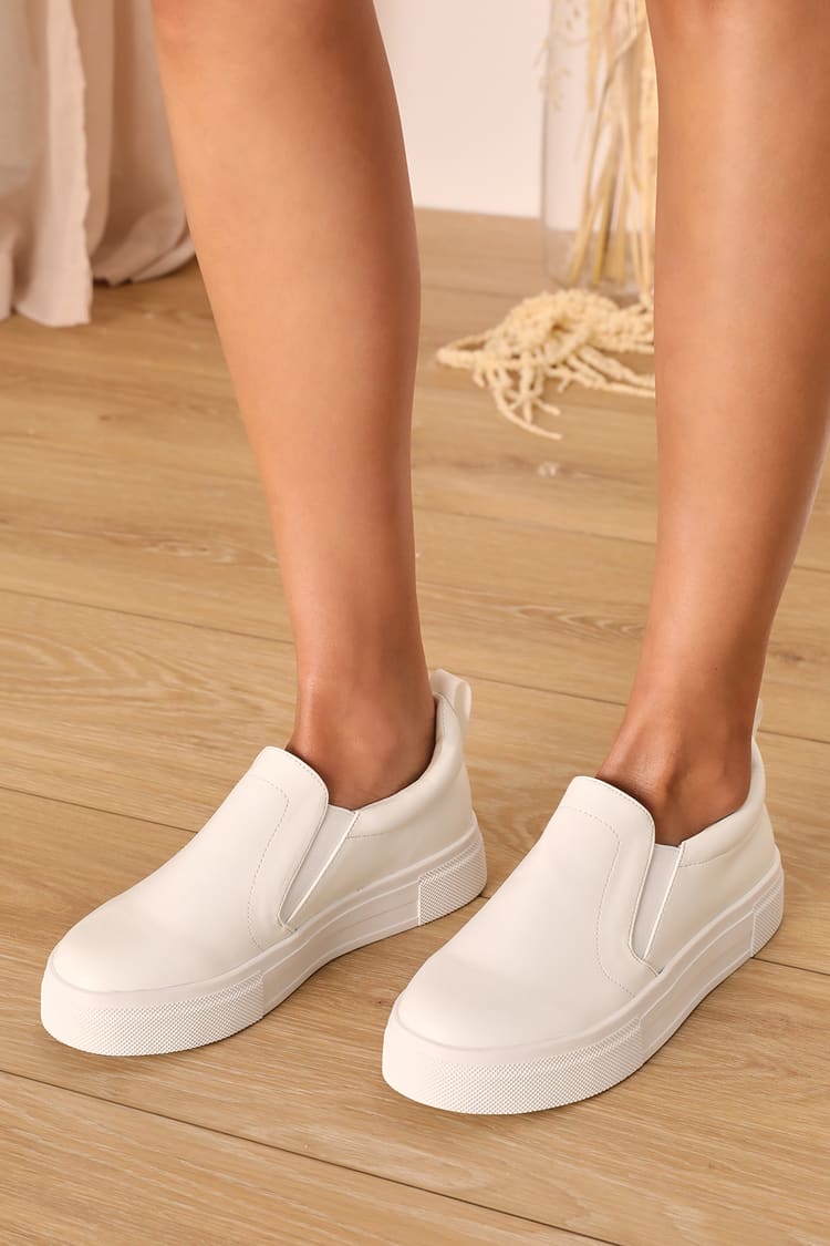 White Slip-On Sneakers - Flatform Sneakers - Slip-On Sneakers - Lulus