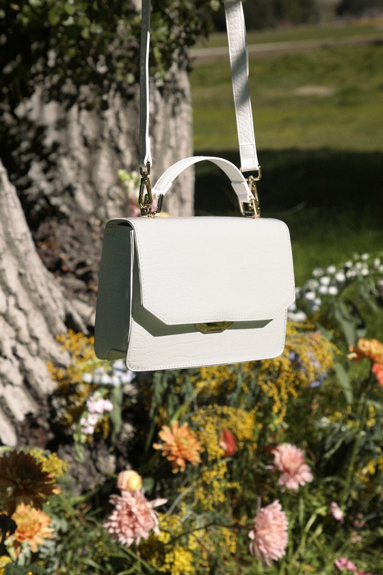 White Crocodile Purse - Faux Leather Handbag - Crossbody Bag - Lulus