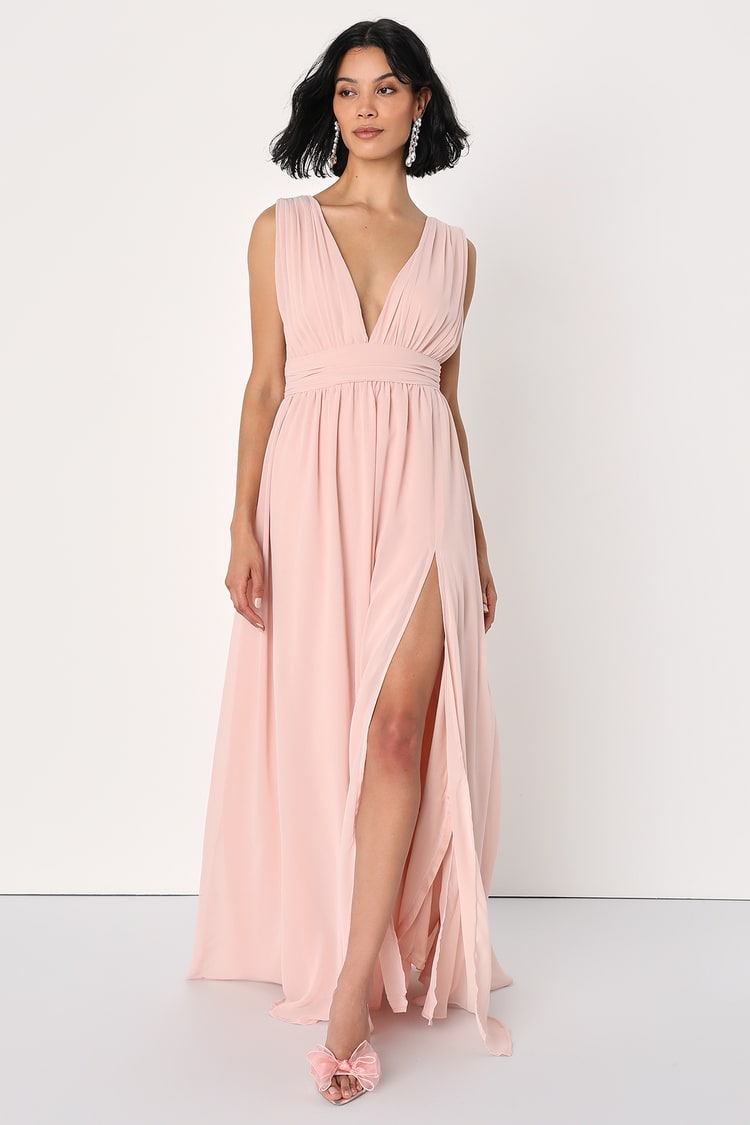 Blush Pink Dress - Maxi Dress - Sleeveless Dress - V-Neck Dress - Lulus