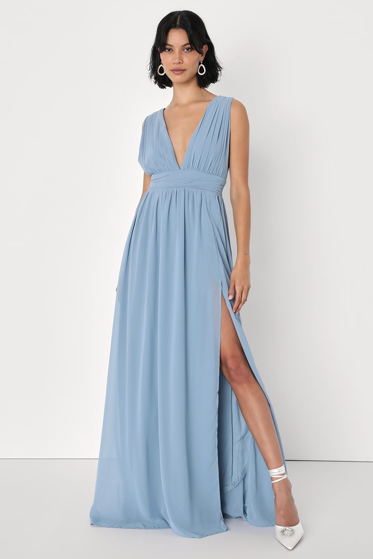 Light Blue Dress - Maxi Dress - Sleeveless Dress - V-Neck Dress - Lulus
