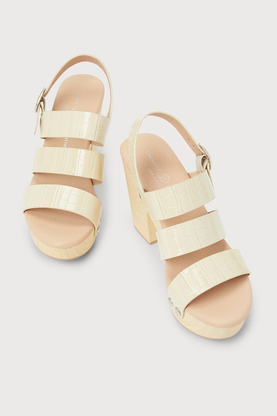 Daniel Sow Cream Leather Wedge Sandals