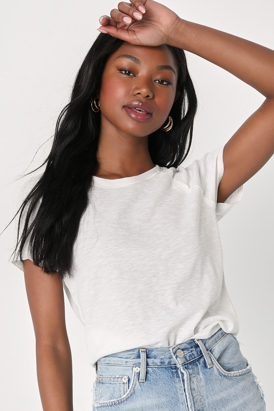 Cute Ivory Tee - Raglan Short Sleeve Tee - Women's T-Shirt - Lulus