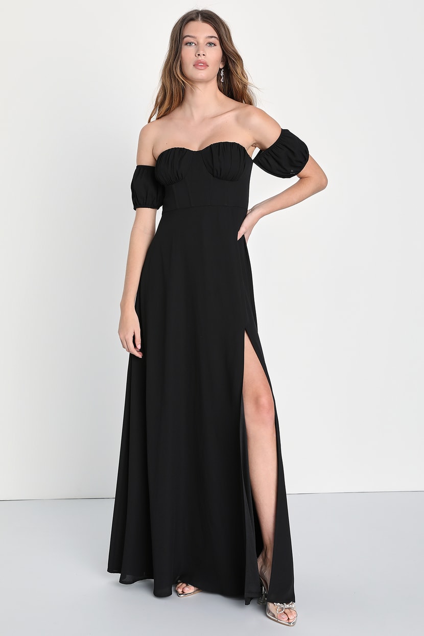 Black Maxi Dress - Off-The-Shoulder Dress - Bustier Maxi Dress - Lulus