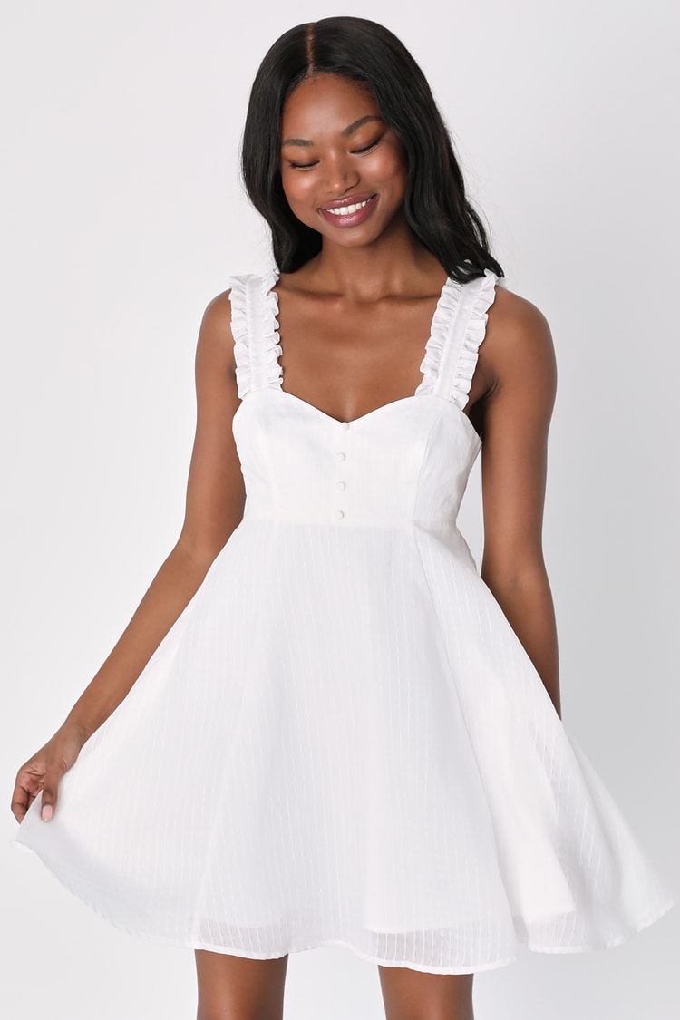 White Dress - Tie Back Ruffled Dress - Cute Mini Dress - Lulus