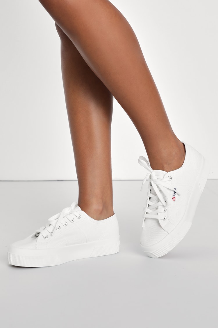 Superga 2740 Platform - White Canvas Sneakers - Platform Sneakers - Lulus