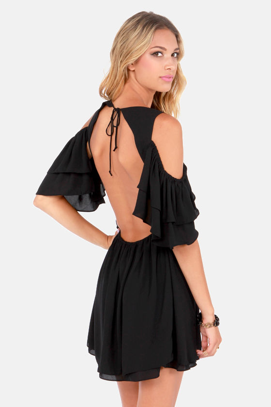 Sexy Black Dress - Backless Dress - Cold Shoulder Dress - $64.00