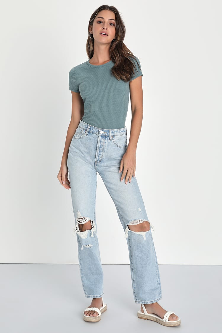 Rolla's Classic Straight - Distressed Jeans - Straight Leg Jeans - Lulus