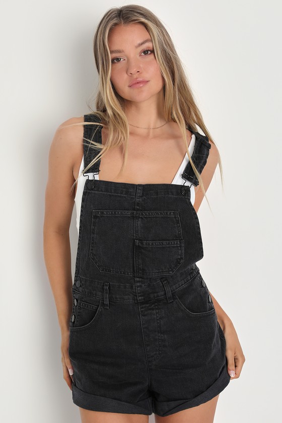 Free People Ziggy Shortalls Short Overalls Black Shortalls Lulus