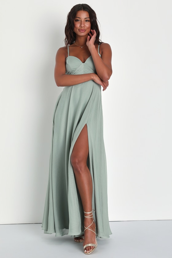 Sage Green Bridesmaid Dress Backless Maxi Dress Green Dress Lulus 8779