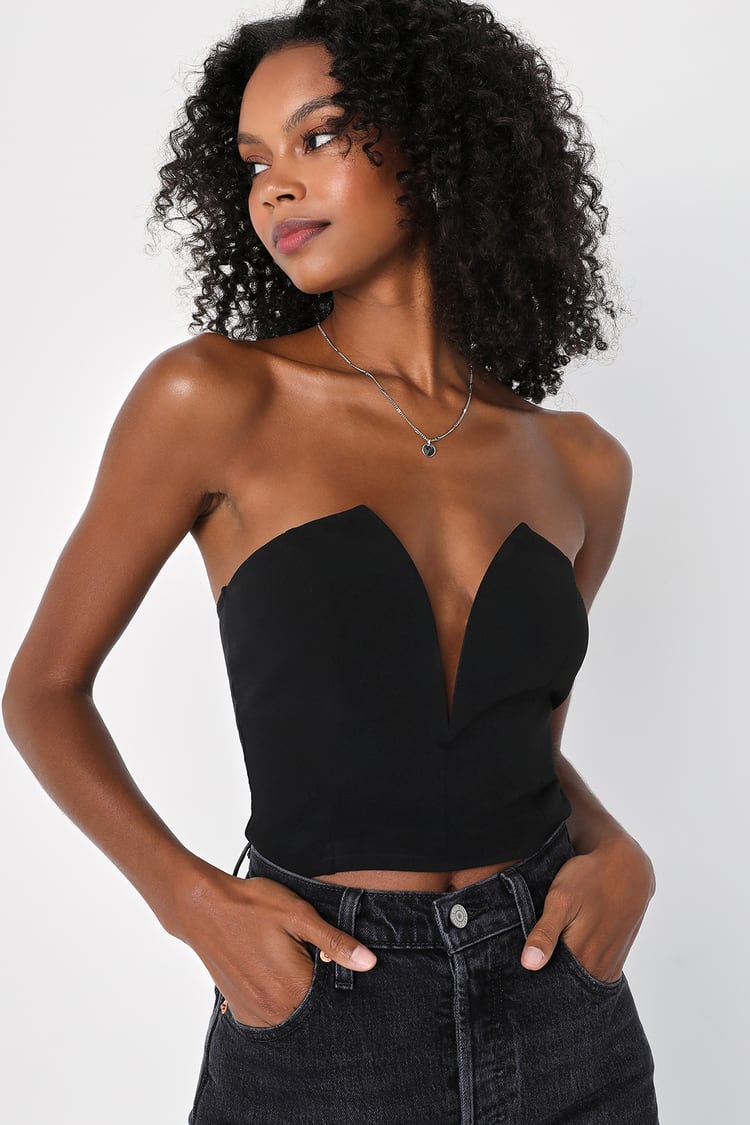 Black V-Neck Tube Top - Sexy Tube Top - Tube Top - Sexy Top - Lulus