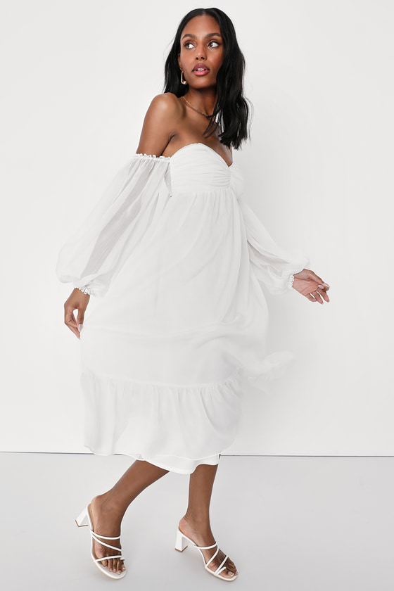 White linen hotsell off shoulder dress