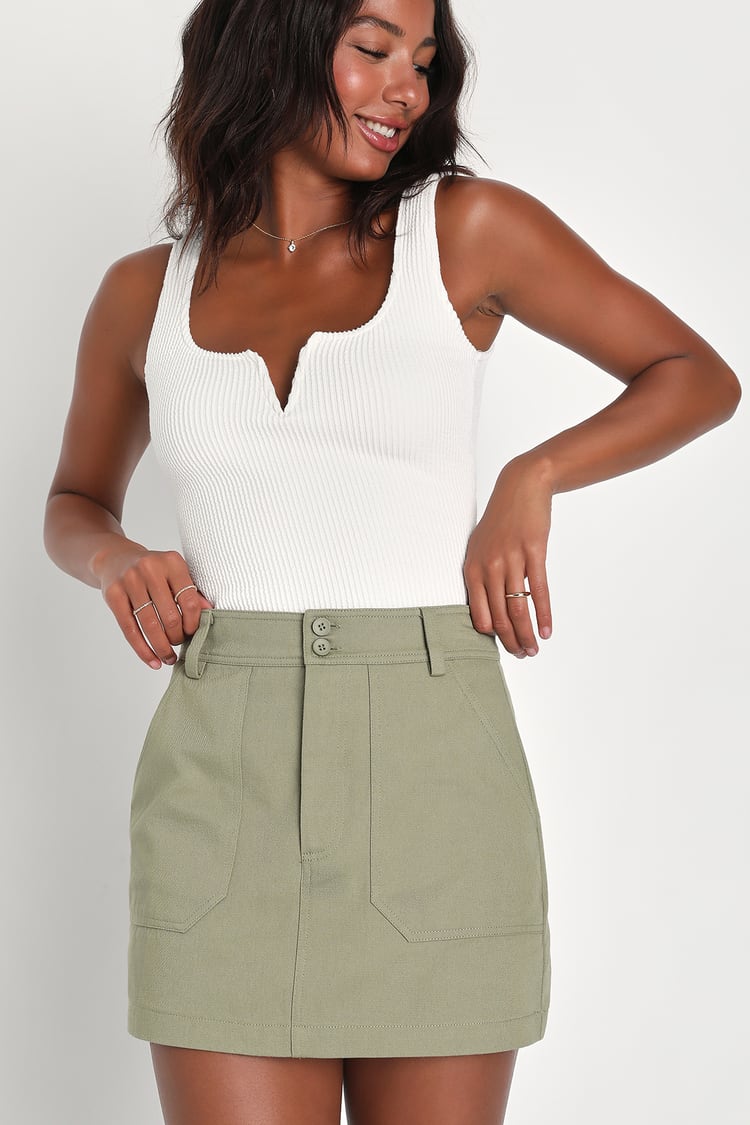 Olive Green Skirt - Cargo Mini Skirt - Utilitarian Mini Skirt - Lulus