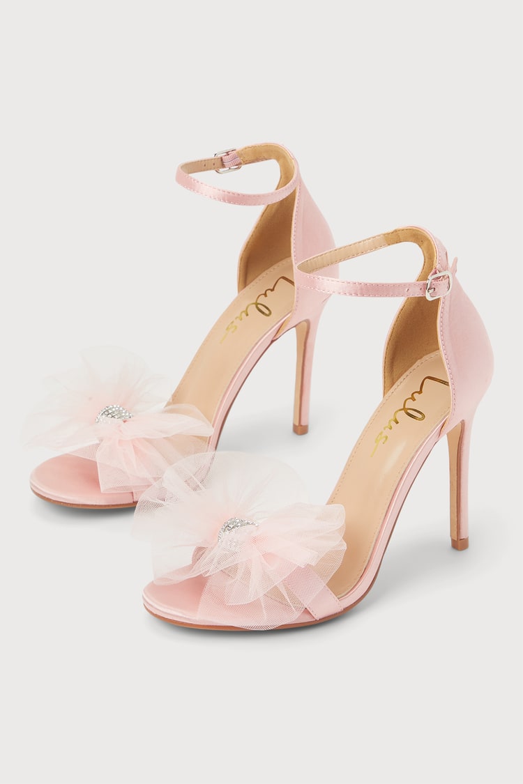 Rose Gold Heels - Satin Heels - Tulle Bow Heels - Pink High Heels - Lulus