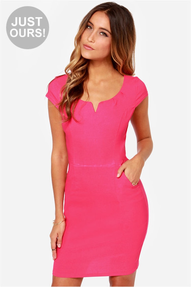 Cute Hot Pink Dress - Bodycon Dress - Office Dress - $35.00 - Lulus