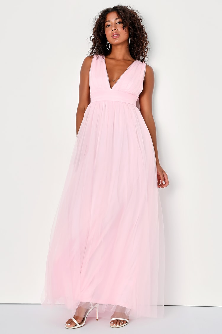Light Pink Maxi Dress - Tulle Maxi Dress - Pink Bridesmaid Dress - Lulus