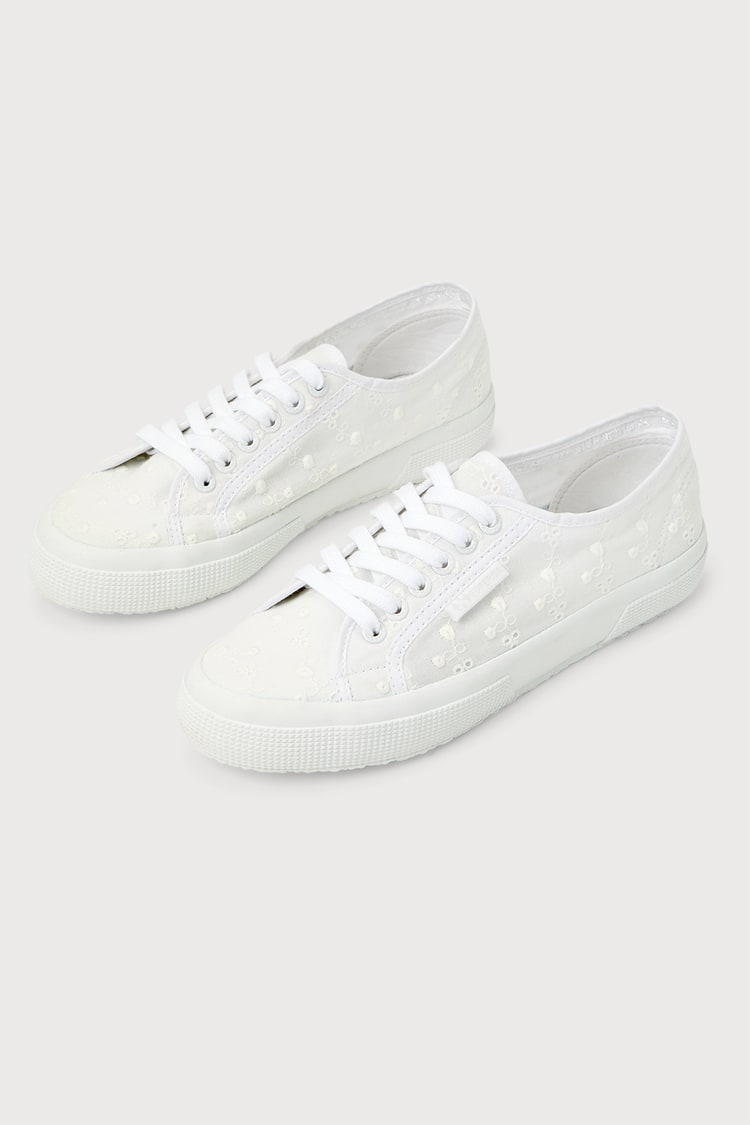 Superga 2750 Sangallo - White Embroidered Sneakers - Sneakers - Lulus