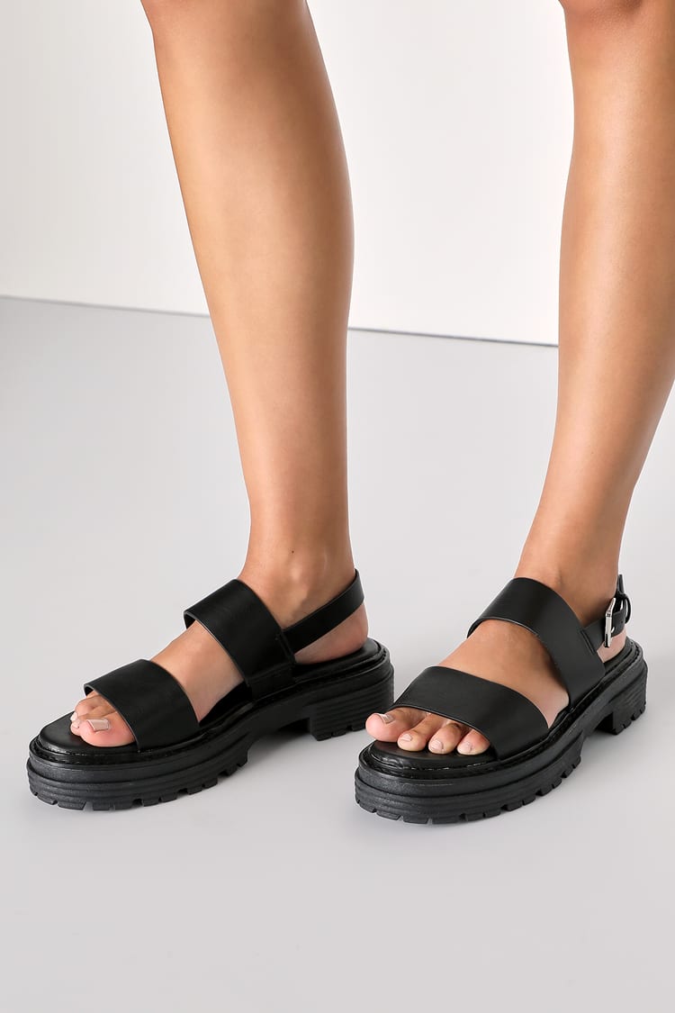 Chunky Black Sandals - Platform Sandals - Lug Sole Sandals - Lulus