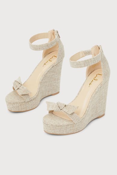 Soyta Light Nude Ankle Strap Platform Espadrille Wedges