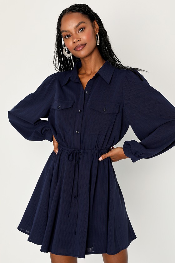 Blue long sleeve outlet skater dress