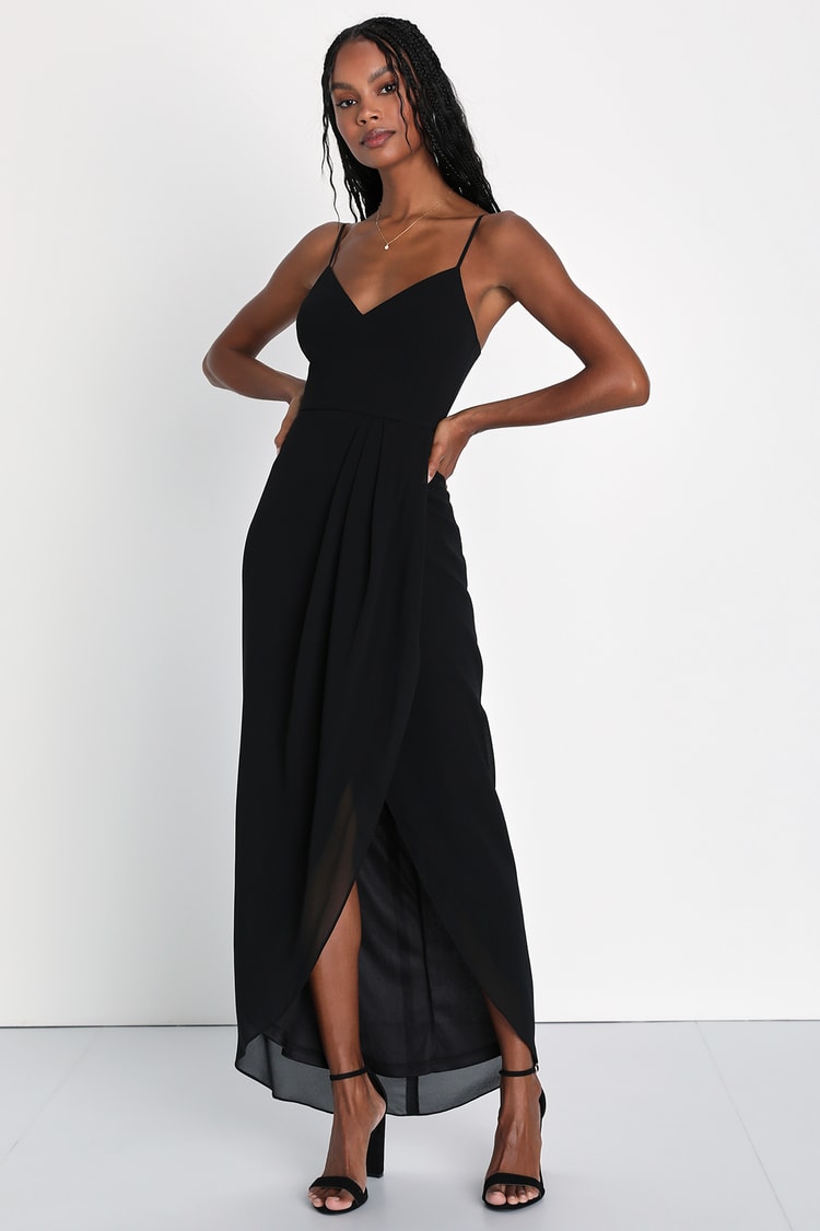 Black Tulip Maxi Dress - Black Bridesmaid Dress - Sleeveless Maxi - Lulus