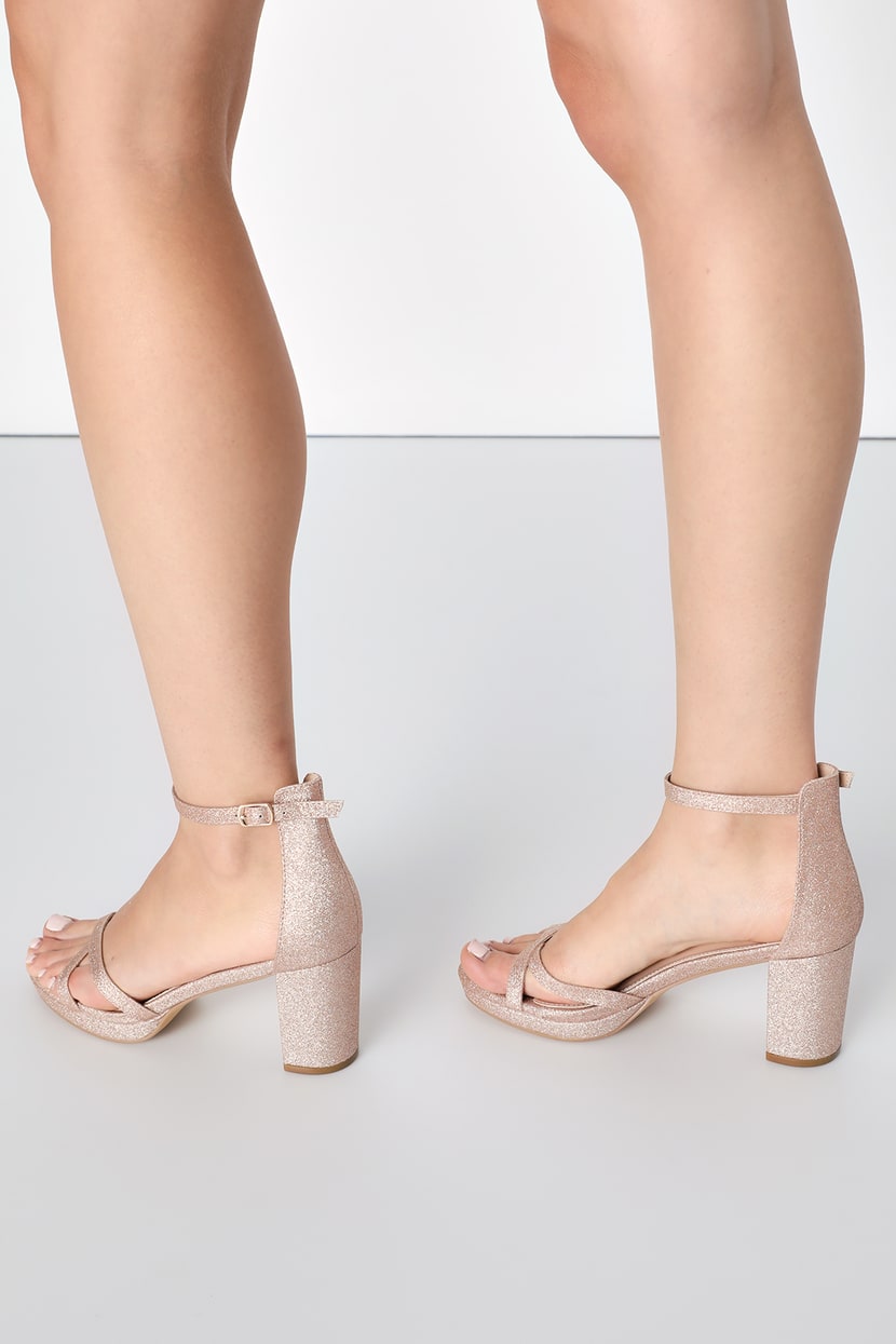 Low Heel Sandals - Rose Gold High Heels - Ankle Strap Heels - Lulus