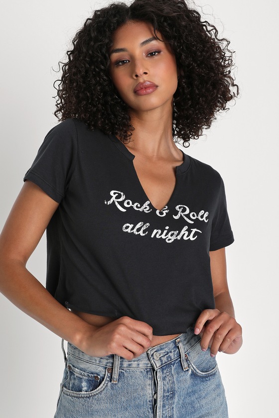 Prince Peter Rock and Roll All Night - Black Tee - Crop Top - Tee - Lulus