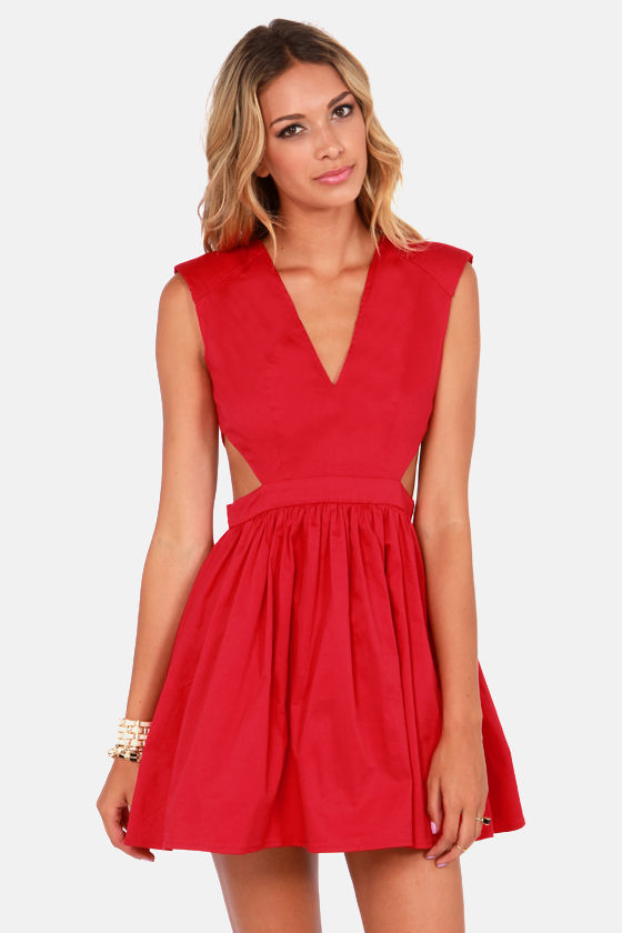 Cute Red Dress - Cutout Dress - Eighties Dress - $46.00 - Lulus