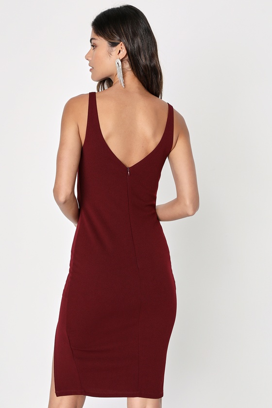 Chic Plum Purple Dress Bodycon Dress Midi Dress Lulus