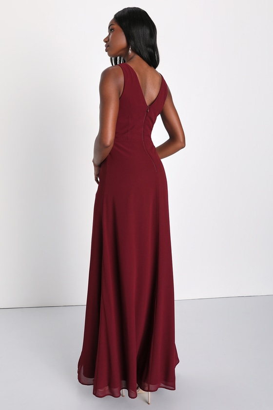 Burgundy Maxi Dress - Twist-Front Dress - Red Bridesmaid Dress - Lulus