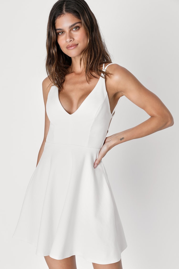 Sexy White Dress - Backless Dress - Backless Skater Dress - Lulus