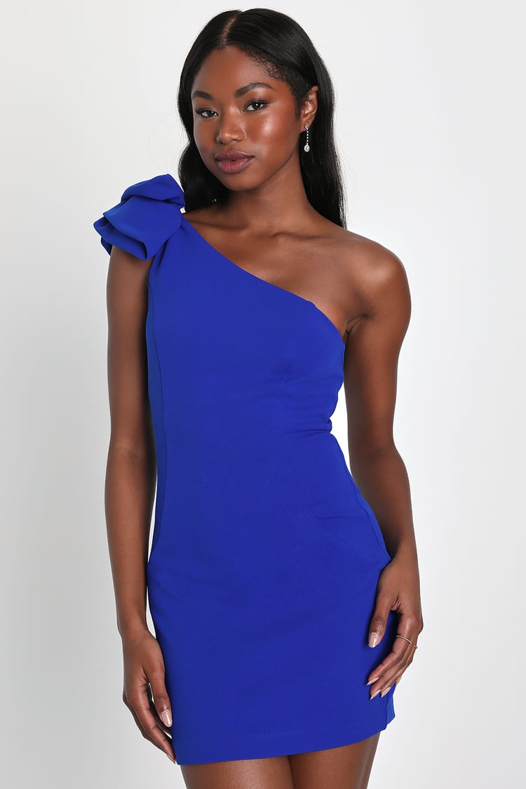 Royal Blue Dress - Blue Mini Dress - Ruffled Strap Mini Dress - Lulus