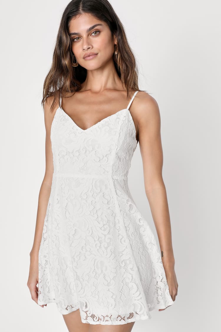 White Lace Dress - White Lace Mini Dress - Short Lace Dress - Lulus