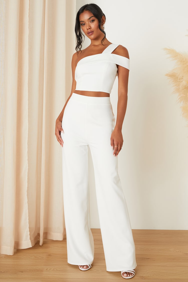 White Two-Piece Jumpsuit - Bridal Jumpsuit - Cutout Jumpsuit - Lulus