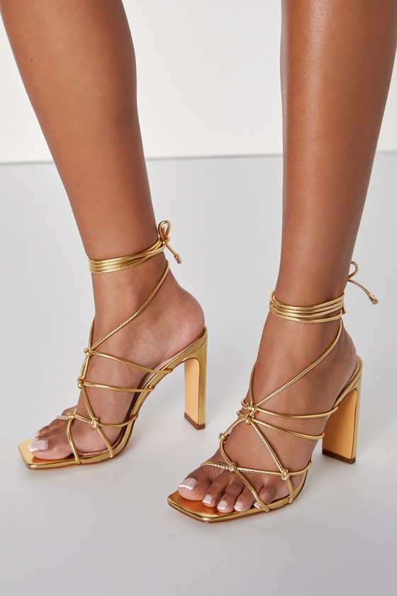 Strappy High Heel Sandals - Gold – Noodz Boutique