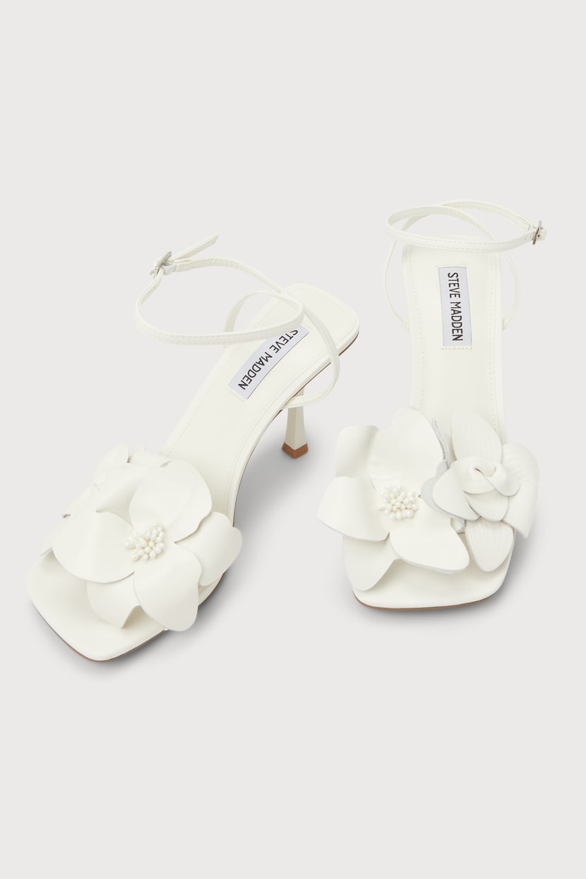Steve Madden Amani - Flower Heels - White High Heel Sandals - Lulus